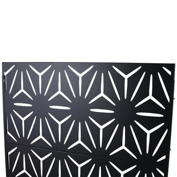 English Elm Outdoor Geometric Metal Privacy Screen Freestanding Lattice Panel for Patio Deck Garden Black PS104 W465P193196