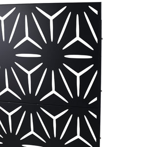 English Elm Outdoor Geometric Metal Privacy Screen Freestanding Lattice Panel for Patio Deck Garden Black PS104 W465P193196