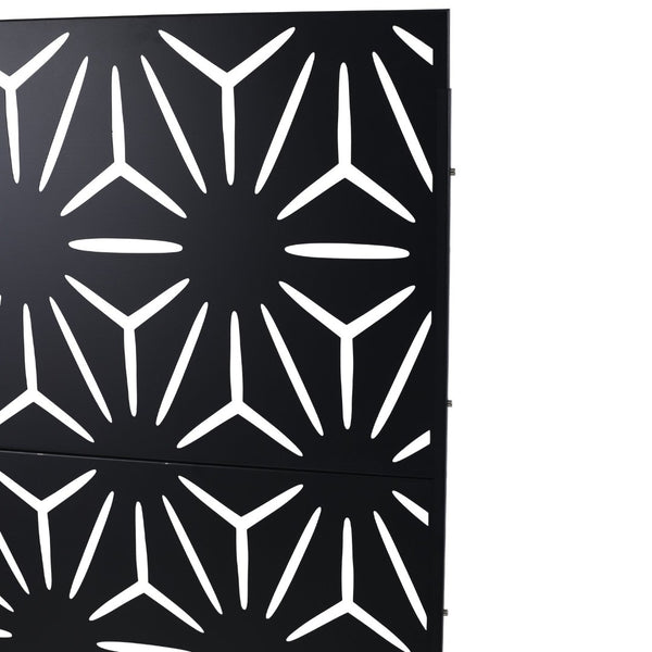 English Elm Outdoor Geometric Metal Privacy Screen Freestanding Lattice Panel for Patio Deck Garden Black PS104 W465P193196