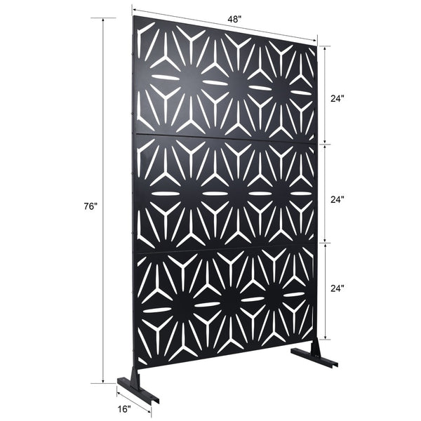 English Elm Outdoor Geometric Metal Privacy Screen Freestanding Lattice Panel for Patio Deck Garden Black PS104 W465P193196