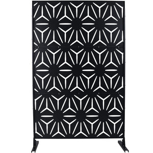 English Elm Outdoor Geometric Metal Privacy Screen Freestanding Lattice Panel for Patio Deck Garden Black PS104 W465P193196
