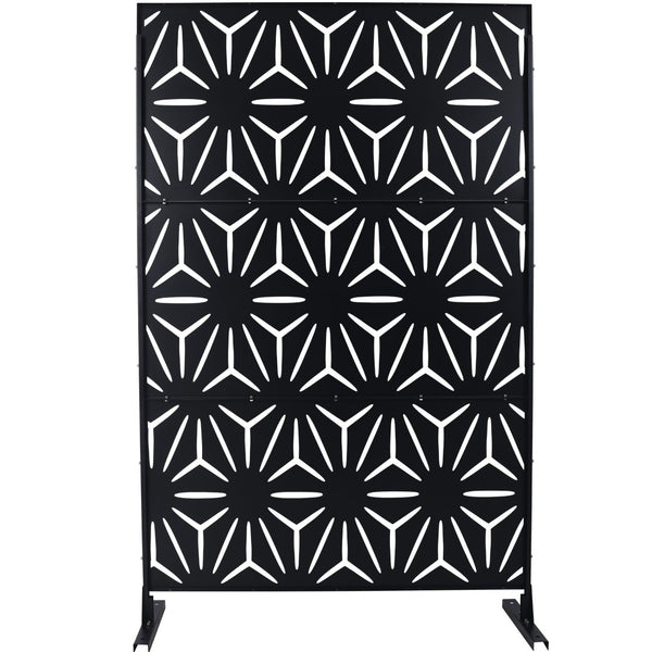 English Elm Outdoor Geometric Metal Privacy Screen Freestanding Lattice Panel for Patio Deck Garden Black PS104 W465P193196