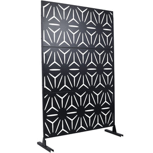 English Elm Outdoor Geometric Metal Privacy Screen Freestanding Lattice Panel for Patio Deck Garden Black PS104 W465P193196