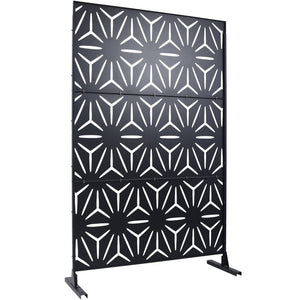 English Elm Outdoor Geometric Metal Privacy Screen Freestanding Lattice Panel for Patio Deck Garden Black PS104 W465P193196