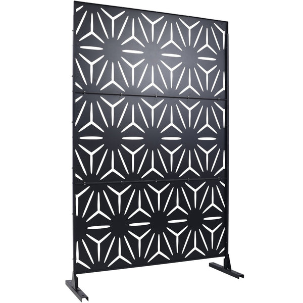 English Elm Outdoor Geometric Metal Privacy Screen Freestanding Lattice Panel for Patio Deck Garden Black PS104 W465P193196