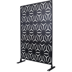 English Elm Outdoor Geometric Metal Privacy Screen Freestanding Lattice Panel for Patio Deck Garden Black PS104 W465P193196