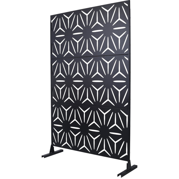English Elm Outdoor Geometric Metal Privacy Screen Freestanding Lattice Panel for Patio Deck Garden Black PS104 W465P193196