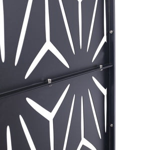 English Elm Outdoor Geometric Metal Privacy Screen Freestanding Lattice Panel for Patio Deck Garden Black PS104 W465P193196