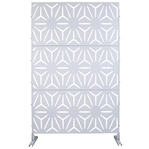 English Elm Outdoor Geometric Metal Privacy Screen Freestanding Lattice Panel for Patio Deck Garden White PS104 W465P193197