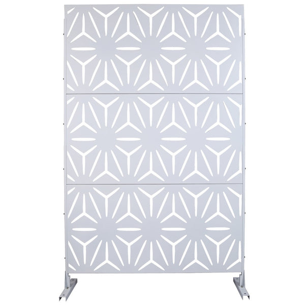 English Elm Outdoor Geometric Metal Privacy Screen Freestanding Lattice Panel for Patio Deck Garden White PS104 W465P193197