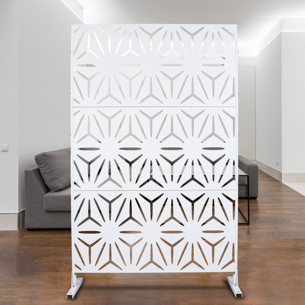 English Elm Outdoor Geometric Metal Privacy Screen Freestanding Lattice Panel for Patio Deck Garden White PS104 W465P193197