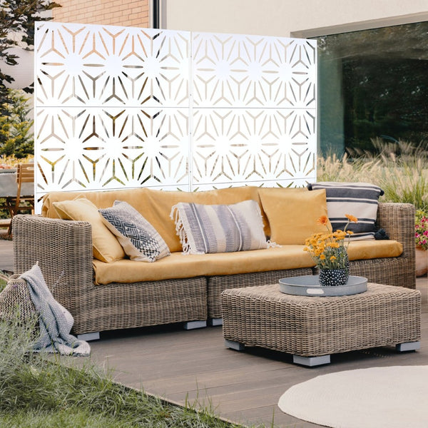 English Elm Outdoor Geometric Metal Privacy Screen Freestanding Lattice Panel for Patio Deck Garden White PS104 W465P193197