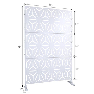English Elm Outdoor Geometric Metal Privacy Screen Freestanding Lattice Panel for Patio Deck Garden White PS104 W465P193197