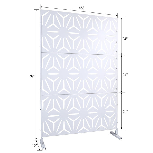 English Elm Outdoor Geometric Metal Privacy Screen Freestanding Lattice Panel for Patio Deck Garden White PS104 W465P193197