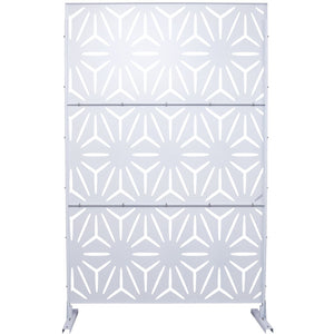 English Elm Outdoor Geometric Metal Privacy Screen Freestanding Lattice Panel for Patio Deck Garden White PS104 W465P193197