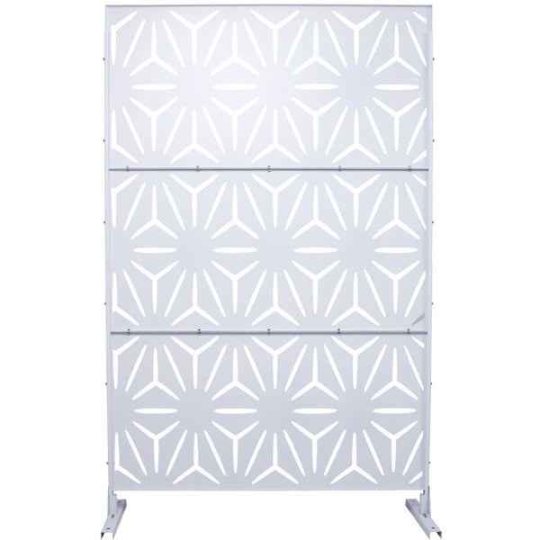 English Elm Outdoor Geometric Metal Privacy Screen Freestanding Lattice Panel for Patio Deck Garden White PS104 W465P193197