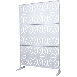 English Elm Outdoor Geometric Metal Privacy Screen Freestanding Lattice Panel for Patio Deck Garden White PS104 W465P193197