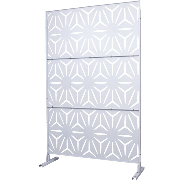 English Elm Outdoor Geometric Metal Privacy Screen Freestanding Lattice Panel for Patio Deck Garden White PS104 W465P193197