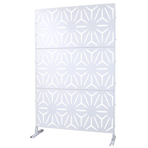 English Elm Outdoor Geometric Metal Privacy Screen Freestanding Lattice Panel for Patio Deck Garden White PS104 W465P193197