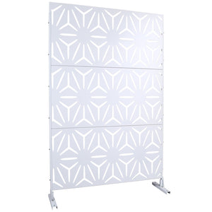 English Elm Outdoor Geometric Metal Privacy Screen Freestanding Lattice Panel for Patio Deck Garden White PS104 W465P193197