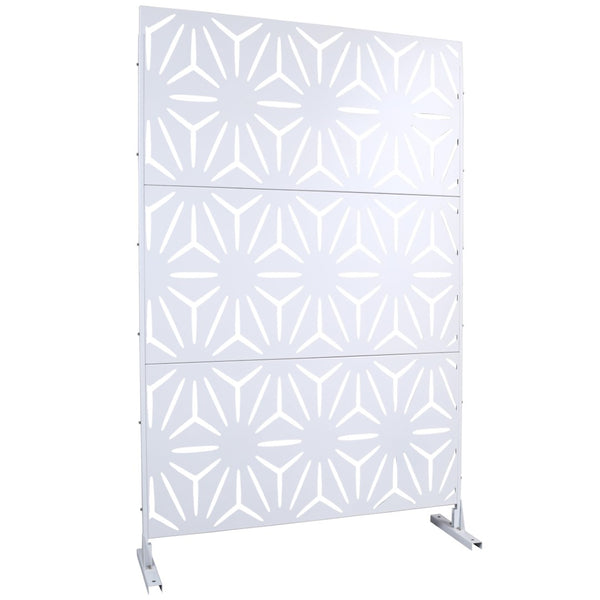 English Elm Outdoor Geometric Metal Privacy Screen Freestanding Lattice Panel for Patio Deck Garden White PS104 W465P193197