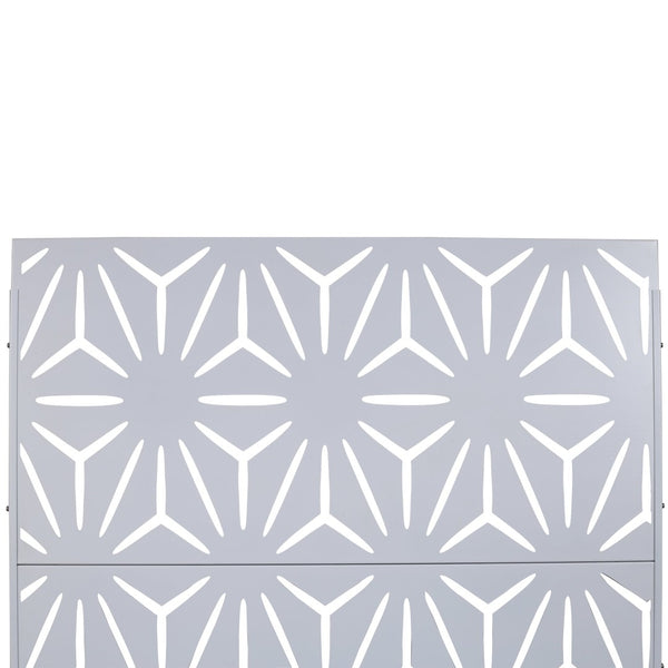 English Elm Outdoor Geometric Metal Privacy Screen Freestanding Lattice Panel for Patio Deck Garden White PS104 W465P193197