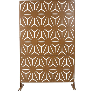 English Elm Outdoor Geometric Metal Privacy Screen Freestanding Lattice Panel for Patio Deck Garden Brown PS104 W465P193201
