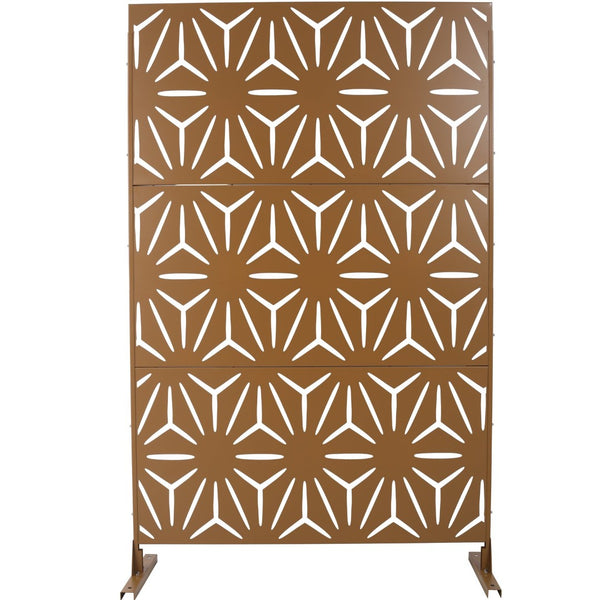 English Elm Outdoor Geometric Metal Privacy Screen Freestanding Lattice Panel for Patio Deck Garden Brown PS104 W465P193201