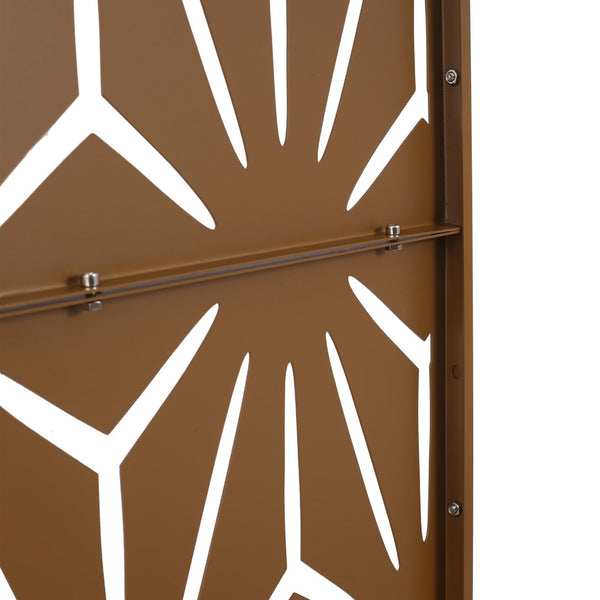 English Elm Outdoor Geometric Metal Privacy Screen Freestanding Lattice Panel for Patio Deck Garden Brown PS104 W465P193201