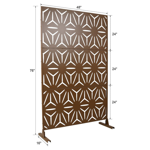 English Elm Outdoor Geometric Metal Privacy Screen Freestanding Lattice Panel for Patio Deck Garden Brown PS104 W465P193201
