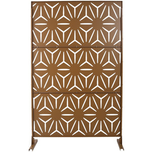 English Elm Outdoor Geometric Metal Privacy Screen Freestanding Lattice Panel for Patio Deck Garden Brown PS104 W465P193201