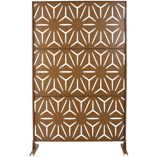 English Elm Outdoor Geometric Metal Privacy Screen Freestanding Lattice Panel for Patio Deck Garden Brown PS104 W465P193201
