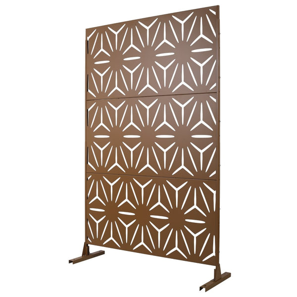 English Elm Outdoor Geometric Metal Privacy Screen Freestanding Lattice Panel for Patio Deck Garden Brown PS104 W465P193201