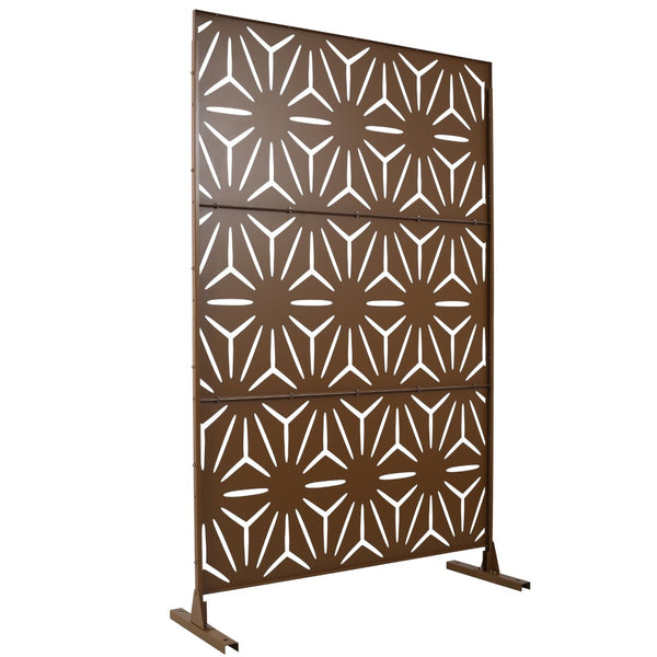 English Elm Outdoor Geometric Metal Privacy Screen Freestanding Lattice Panel for Patio Deck Garden Brown PS104 W465P193201