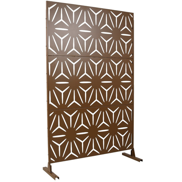 English Elm Outdoor Geometric Metal Privacy Screen Freestanding Lattice Panel for Patio Deck Garden Brown PS104 W465P193201