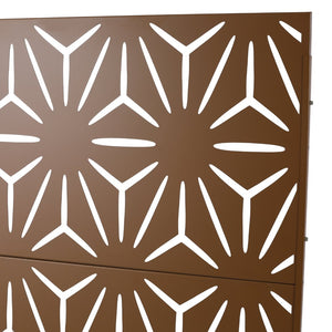 English Elm Outdoor Geometric Metal Privacy Screen Freestanding Lattice Panel for Patio Deck Garden Brown PS104 W465P193201