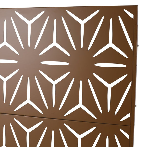 English Elm Outdoor Geometric Metal Privacy Screen Freestanding Lattice Panel for Patio Deck Garden Brown PS104 W465P193201
