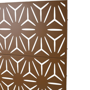 English Elm Outdoor Geometric Metal Privacy Screen Freestanding Lattice Panel for Patio Deck Garden Brown PS104 W465P193201