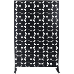 English Elm Outdoor Powder Coated Metal Privacy Screen Freestanding Geometric Panel Patio Garden PS105 Black W465P193205