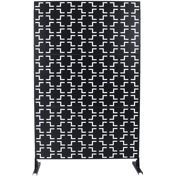 English Elm Outdoor Powder Coated Metal Privacy Screen Freestanding Geometric Panel Patio Garden PS105 Black W465P193205