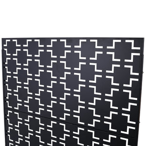 English Elm Outdoor Powder Coated Metal Privacy Screen Freestanding Geometric Panel Patio Garden PS105 Black W465P193205