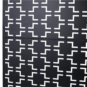 English Elm Outdoor Powder Coated Metal Privacy Screen Freestanding Geometric Panel Patio Garden PS105 Black W465P193205