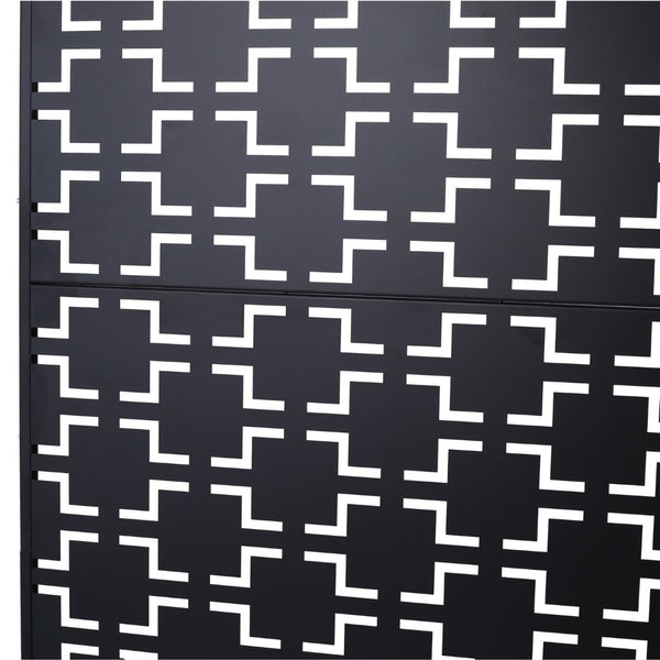 English Elm Outdoor Powder Coated Metal Privacy Screen Freestanding Geometric Panel Patio Garden PS105 Black W465P193205