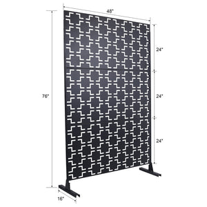 English Elm Outdoor Powder Coated Metal Privacy Screen Freestanding Geometric Panel Patio Garden PS105 Black W465P193205