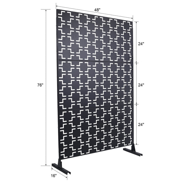 English Elm Outdoor Powder Coated Metal Privacy Screen Freestanding Geometric Panel Patio Garden PS105 Black W465P193205