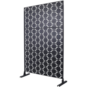 English Elm Outdoor Powder Coated Metal Privacy Screen Freestanding Geometric Panel Patio Garden PS105 Black W465P193205
