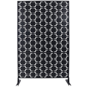 English Elm Outdoor Powder Coated Metal Privacy Screen Freestanding Geometric Panel Patio Garden PS105 Black W465P193205