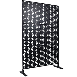 English Elm Outdoor Powder Coated Metal Privacy Screen Freestanding Geometric Panel Patio Garden PS105 Black W465P193205