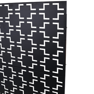 English Elm Outdoor Powder Coated Metal Privacy Screen Freestanding Geometric Panel Patio Garden PS105 Black W465P193205