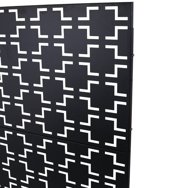 English Elm Outdoor Powder Coated Metal Privacy Screen Freestanding Geometric Panel Patio Garden PS105 Black W465P193205